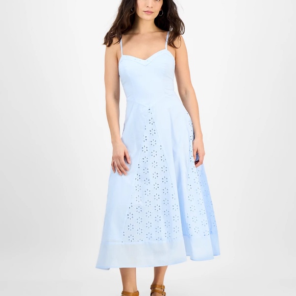 NEW And Now This Petite V-Neck Sleeveless Eyelet Maxi Dress XS petite - Picture 2 of 7